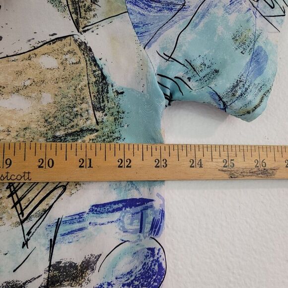 Vintage The Limited Sz XS Abstract Art Print Oversized Silk Blouse Shirt 90s - Picture 6 of 11